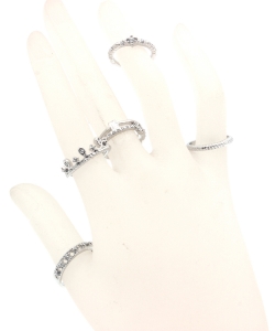 5Pcs  Rhinestone Ring Set  RZ300123 SILVERCL